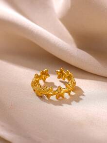 1pc Women's Stainless Steel Star Ring Suitable For Daily Wear - JZ9625 - View 4