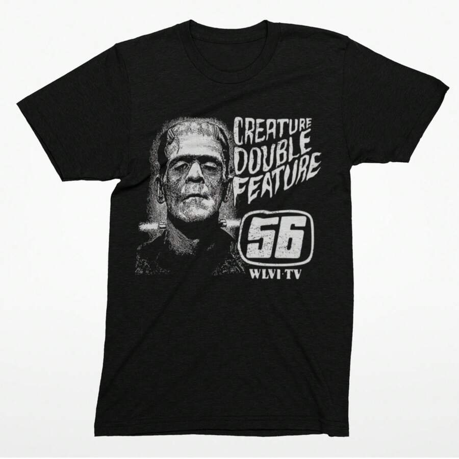 Vintage T-Shirt For Horror Movie Fans – Creature Double Feature 56 Graphsummer Tops - 黑色 - 查看 1
