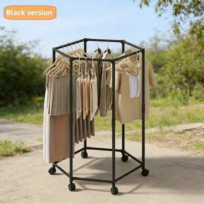 Perchero portátil con ruedas, perchero de metal independiente con barra superior para colgar y espacio de almacenamiento abierto, organizador de armario resistente para dormitorio, dormitorio y apartamento pequeño