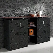 1 Roll Thickened Black Floral Embossed Contact Paper, Peel And Stick Removable Waterproof PVC Vinyl Wallpaper For Cabinets Countertops Drawers Table Kitchen Bathroom Home Decor - Black - View 10