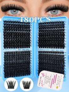 440/480pcs Individual Eyelashes Diy At Home, Soft And Natural Look Fake Lashes Extensions Beginner Friendly, Thick Fluffy, Long Lasting Segmented Lashes For Daily,Wedding,Night Party,Cosplay,Stage Eyes Makeup, Gift For Women. - D - View 16
