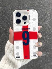 1 Peça de Estilo de Camisa No. 9 da Inglaterra, Casca Macia Hexagonal Vermelha e Branca, Capa Protetora de Telefone Anti-queda Completa, Impressão Comemorativa da Copa do Mundo, Adequada para iPhone17pro MAX/17pro /17/16pro MAX/16pro/16/15pro MAX/15pro/15/14pro MAX/14pro/14/13pro MAX/13pro/13/12pro MAX/12pro/11pro MAX/11, Capa de Telefone à Prova de Choque, Poeira e Água - Multicolorido - Visão 4