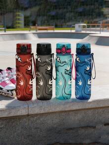 1件 750ml/26oz 恐龍主題運動水壺，3D列印，防漏且耐摔，一鍵彈蓋，附便攜掛繩，戶外旅行水壺，露營與野餐理想選擇，夏季必備，節日與生日禮物 - 彩色 - 查看 6