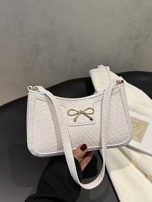 Bolsa de ombro retro em malha romboidal, bolsa simples preta de grande capacidade para axila, bolsa feminina de luxo leve, confortável para deslocações e lazer, bolsa balde macia e desleixada em malha, bolsa casual para viagens diárias e férias. - Multicolorido - Ver 15