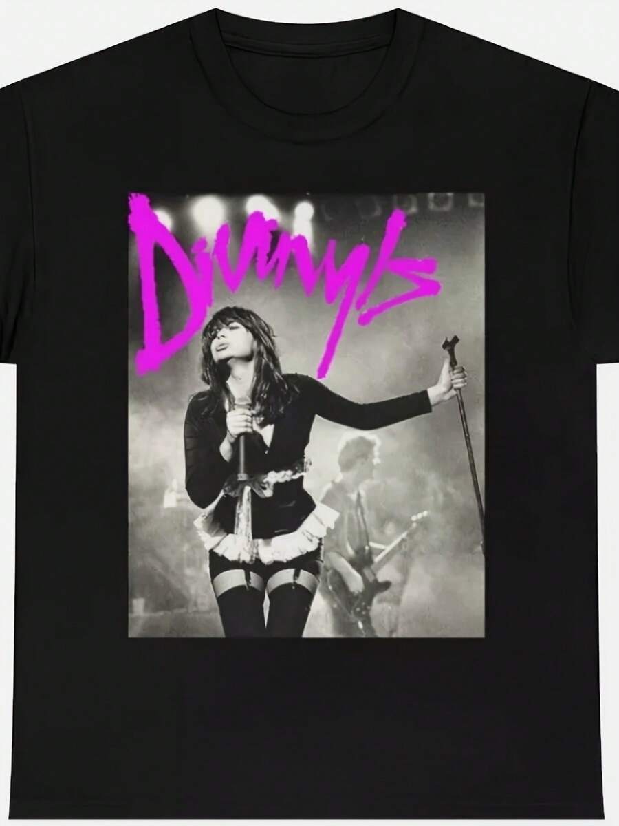 DIVINYLS Short Sleeve T-Shirt Soft Machine Washable Distinctive Design 230G Casual Year-Round - Black - View 1