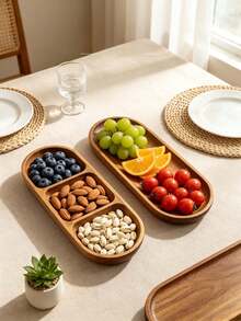 6pcs Oval Shaped Divided/Non-Divided Serving Trays, Breakfast Trays, Wooden Trays, Food Trays, Kitchen Trays, Cheese Trays, Dessert Plates, Wooden Trays, Trays, Dining Plates, Suitable For Bread, Cake, Sushi, Fruit And Appetizers, Kitchen Accessories And Tools, Suitable For Weddings, Parties, Birthdays, Restaurants, Kitchens And Various Holidays. - View 7