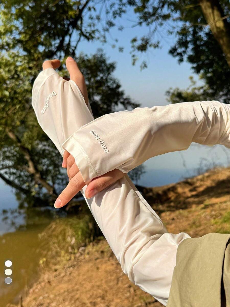 1 双女士宽松冰丝防紫外线臂套，透气驾驶骑行防晒套