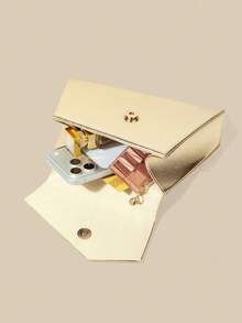 1 Piece White PU Material Flap Clutch Bag With Luxury Metal Decoration, Showing Fashion And Elegance, Suitable For Holding, Carrying, Wearing On The Shoulder Or Crossbody, P - 駝色 - 查看 9