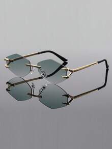 1PC New Polygon Rimless Glasses, High-End Elegant Design, A Must-Have For Trendsetters - Multicolor - View 1