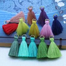 30/50/100pcs 3.5cm Multi-Color Mini Tassel With Metal Ring, Small Handmade Tassel Earrings, Jewelry Making, Keychain, Bag Pendant DIY Accessories - Small Cotton Tassels With Loops - View 6