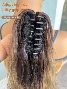 European And American Gradient Color Long Wavy Hair Wig With Water Ripple Effect | High-Temperature Fiber 36-Inch Slouchy Curly Hair Bun Wig, Daily Short Wave Synthetic Ponytail Wig - Multicolor - View 5