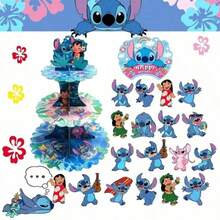 Stitch-Themen-Geburtstagsfeier-Dekorationsset, Lilo & Stitch blaue Kinder-Spaß-Dekorationen, Themen-Event-Szenenaufbau für Geburtstagsfeiern - Verschiedenfarbig - Übersicht 4
