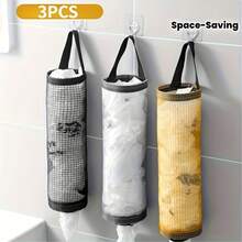 3 piezas/Set - Estante de almacenamiento de bolsas de plástico de malla colgante, bolsa de almacenamiento de bolsas de basura de cocina, solución de almacenamiento que ahorra espacio, adecuado para cocina, sala de estar, baño, dormitorio, para organización del hogar, organiza eficientemente tu cocina - Multicolor - Ver 2