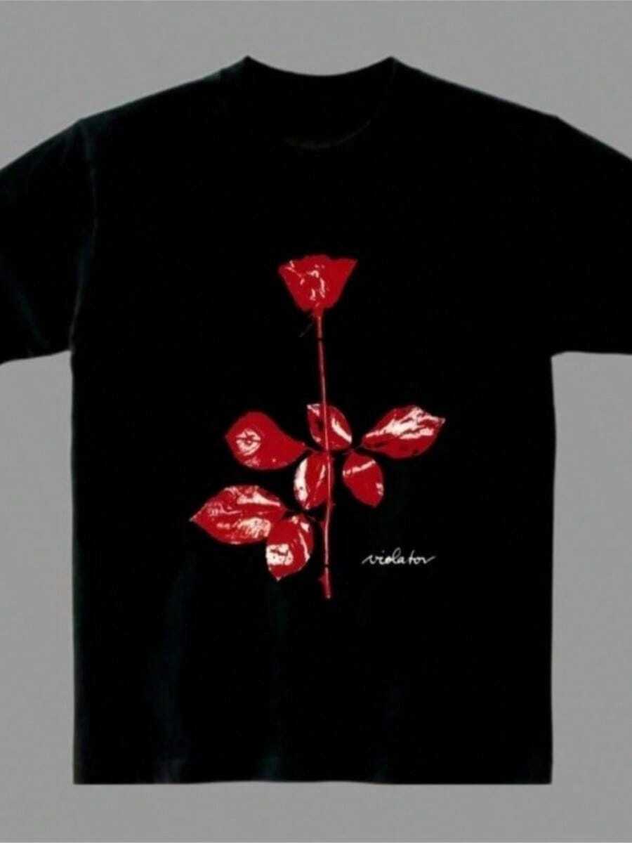 Camiseta de Mujer Casual Depeche Negative Skull Mode de Algodón con Gráficos, Estilo Oversize, Ropa Deportiva, Streetwear, Camiseta de Navidad 2025 - Negro - Ver 1