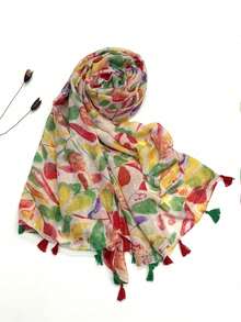 New Bohemian Printed Scarf, Lightweight Breathable Tassel Shawl, Elegant Style Women's Sun Protection Beach Travel Scarf - Multicolor - View 2