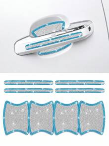 8pcs/4pcs Película Protectora de Manija de Puerta de Coche con Brillo de Cristal, Ajuste Universal para SUV, Sedán, Camioneta, Pegatinas Protectoras de Cuenco de Puerta, Accesorios Decorativos Anti-Arañazos para Coche - Estilo A - Ver 17