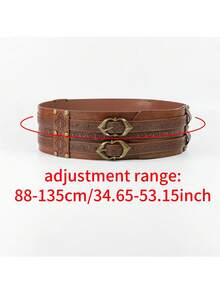 1pc Medieval Viking Fantasy Wide PU Leather Belt, Phoenix Embossed Waist Cincher, Suitable For Renaissance Fair, LARP, Cosplay And Halloween - Brown - View 8