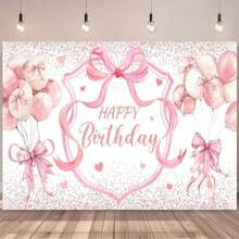Banner phẳng 2D 1 nơ hồng Chúc mừng sinh nhật, dùng trang trí tiệc, bàn bánh kem và chụp ảnh chân dung ngọt ngào, cho nhà ở, nhà bếp, trang trí tiệc, phụ kiện bàn bánh kem, phông nền đạo cụ chụp ảnh. - nhiều màu - Xem 2