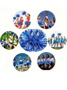 2pcs Cheerleading Pom Poms, Bright Color, Thickened And Denser, With Buckle Ring, More Durable, Suitable For Cheerleading Dance Competitions, Cheerleading Parties, Fancy Cheerleading Dance And Other Occasions - Multicolor - View 3