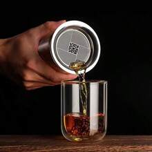 1/2pcs Double-Layer Glass Teapot, 400ml Teapot With Stainless Steel Filter, Double-Layer Glass To Prevent Scalding, Portable Glass Teapot, Multi-Purpose Glass Tableware, Home Tea Room Tea Set - View 6