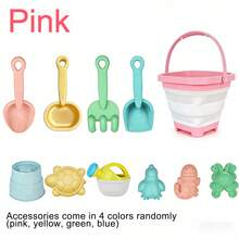 11pcs Kids Beach Toy Set, Includes Foldable Beach Bucket, Shovel And Sand Molds, Essential Outdoor Summer Play (Random Color) - Multicolor - View 10