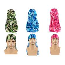 ZTZI Men's Silk Camo Durag Set - Street Style Pirate Hats & Long Tail Headscarves Camouflage Pattern Polyester (Polyester) Durag Solid Color All Season - K Multi-color - View 4