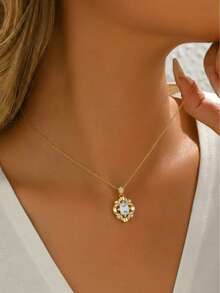 Collar con colgante de plata de ley S925 estilo vintage de corte, joyería versátil para uso diario para mujeres, regalo para novia, esposa, mamá en cumpleaños y aniversario - Multicolor - Ver 2