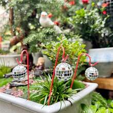 8pcs Fairy Garden Accessories - 4 Sets Miniature Garden Decor, Disco Ball Glitter Theme Mini Fairy Magic Decorations, Micro Landscape Potted Plant Stakes - Indoor & Outdoor Use - Garden Floor Planting - View 5