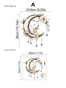 1pc Fairy Tale Series Wall Sticker - Moon Fairy/Little Red Riding Hood/Cowgirl, Soft Color Palette, Conveys Warm Story Vibe, Self-Adhesive Waterproof Removable Decor For Kids Room, Bedroom, Bathroom - Wall Stickers - View 14