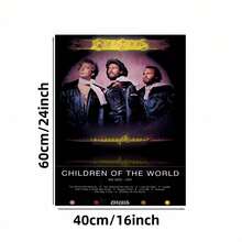 Enmarcado Lienzo enmarcado en  2D Flat, 2D Flat, 1 pieza | Póster de la portada del álbum Youngsters of the World de los Bee Gees (1976) | Impresión de grupo musical clásico para decoración del hogar | Listo para colgar | Marco de  de 11,81 x 15,75 pulgadas - Enmarcado - Ver 5