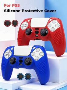 Ốp bảo vệ chống trượt bằng silicon cho tay cầm P5, vỏ bọc mỏng cho tay cầm chơi game P5, phụ kiện bọc ngón cái, 1 ốp bảo vệ tay cầm + 4 nắp bọc ngón cái tùy chỉnh. - Xem 2