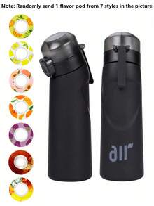 1 pieza Botella de agua deportiva con 1 pieza de cápsula de sabor aleatorio, sin azúcar y sin calorías, botella de hidratación portátil de gran capacidad, ideal para cumpleaños, fitness, correr, actividades al aire libre, temporada de regreso a clases - multicolor - Ver 14