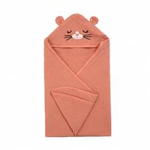 1pc Infant Animal Face Baby Hooded Towel, Unique Animal Design, Super Soft Newborn Bath Towel, Essential Baby Towel, Large Size, Suitable For All Seasons, Cartoon Bathrobe, Soft And Comfortable Plush - 31.49x31.49in - View 9