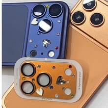 Película protectora de lente de cristal de mariposa de colores para iPhone 17 Pro Max, protector de lente de vidrio templado de cobertura completa, de alta definición de una sola pieza - Azul - Ver 2