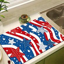 1pc Abstract American Flag Pattern Absorbent Dish Drying Mat, Home Decor, Dish Drying Pad, Espresso Machine Countertop Absorbent Mat, Sink Drain Mat, Soft Faucet Absorbent Mat, Sink Cup Mat, Kitchen & Bathroom Accessories - Multicolor - View 9