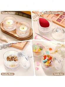 6 Sets Crystal Candy Bowl Baptism Gifts With 6 Cross Rose Baptism Decorations, Wedding Baby Shower First Communion Party Supplies (White) - Multicolor - View 6