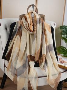 1 pièce Écharpe de luxe 80*180CM, écharpe de voyage polyvalente, châle/foulard imprimé à la mode pour femmes, toutes saisons - Multicolore - Voir 6