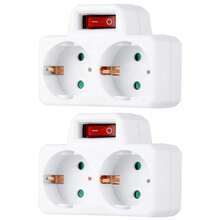 1/2pcs European Standard To German Standard Plug Adapter With Power Switch Socket, 2-Pin 4.8mm EU-DE Travel Adapter, 16A 250V 3500W Extended Wall Socket, White, Suitable For Home, Travel And Office - 歐規F型插(220-240V) - 查看 2