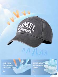 CAMEL CROWN 戶外棒球帽 防曬款 新款純色字母牛仔網球棒球帽 - 煙灰 - 查看 3