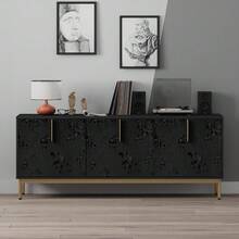 1 Roll Thickened Black Floral Embossed Contact Paper, Peel And Stick Removable Waterproof PVC Vinyl Wallpaper For Cabinets Countertops Drawers Table Kitchen Bathroom Home Decor - Black - View 17