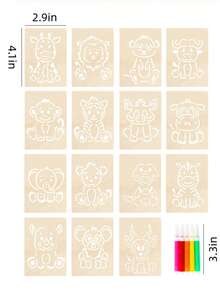 7款主題木製鏤空繪圖模板,恐龍、農場、海洋、昆蟲與野生動物圖案,兒童DIY塗鴉上色工具,支援多表面創作,便攜設計啟發藝術靈感,適合年輕創作者的精美節日禮物 - 彩色 - 查看 8