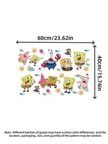 SpongeBob SquarePants 1 قطعة ملصق حائط بشكل مربع مناسب للنوافذ والجدران والحمامات والغرف النوم وهدايا عيد الميلاد وديكورات حفلات العطلات - ملصقات جدارية - مشاهدة 2