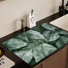 1pc Vintage Botanical Pattern Absorbent Dish Drying Mat, Home Decor, Suitable For Espresso Machine, Sink, Faucet, Bathroom, Kitchen Accessories - Multicolor - View 5