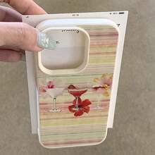 1 buah Casing Ponsel Motif Garis-garis Minuman Es Musim Panas Bahan TPU, Kompatibel dengan iPhone 17 Pro Max/17/16 Pro Max/15/13/12/11, S20 FE/A15/S24/A55, Note 11/12/13 Pro, Pelindung Ponsel Lembut Anti Jatuh yang Melindungi Seluruh Bagian - Putih - View 3