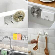 Kitchen Sink Sponge Holders And Pot Lid Holders; Strong Adhesive; Waterproof And Rust-Resistant; Suitable For Kitchens, Bathrooms, Bedrooms, And More; Kitchen Accessories. - View 8