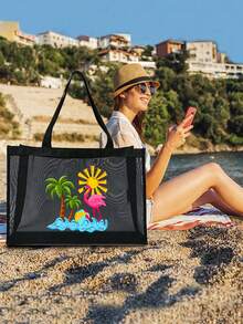 Juego de Bolsas de Malla de Gran Capacidad, Bolsa de Malla con Estampado de "Playa", Bolsa de Playa de Malla, Bolsa de Cosméticos de Malla, Bolsa de Playa Plegable de Gran Capacidad, Imperme - Multicolor 13 - Ver 9