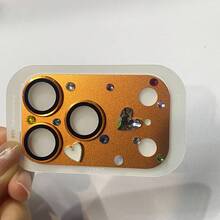 彩色水晶蝴蝶鏡頭保護貼膜適用於 iPhone 17 Pro Max，鋼化玻璃全覆蓋鏡頭保護貼，高解析度一體式 - 橘色 - 查看 7