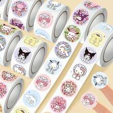 300pcs MINISO Sanrio Mixed Cartoon Character Roll Stickers Labels Tape, High-Quality Paper Printing, Strong Adhesion, Suitable For Scrapbooking, Planner, DIY Crafts, Planner Decoration, Packaging Sealing, Home Office School Supplies - Style 1 - View 6