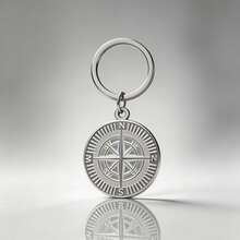 1pc Stainless Steel Vintage Compass Keychain Key Ring Unisex Key Holder Bag Charm Key Pendant Suitable For Daily Use Or Gift - Silver - View 9