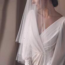 1pc Short Double-Layer Pearl Veil Hair Comb - Multicolor - View 2